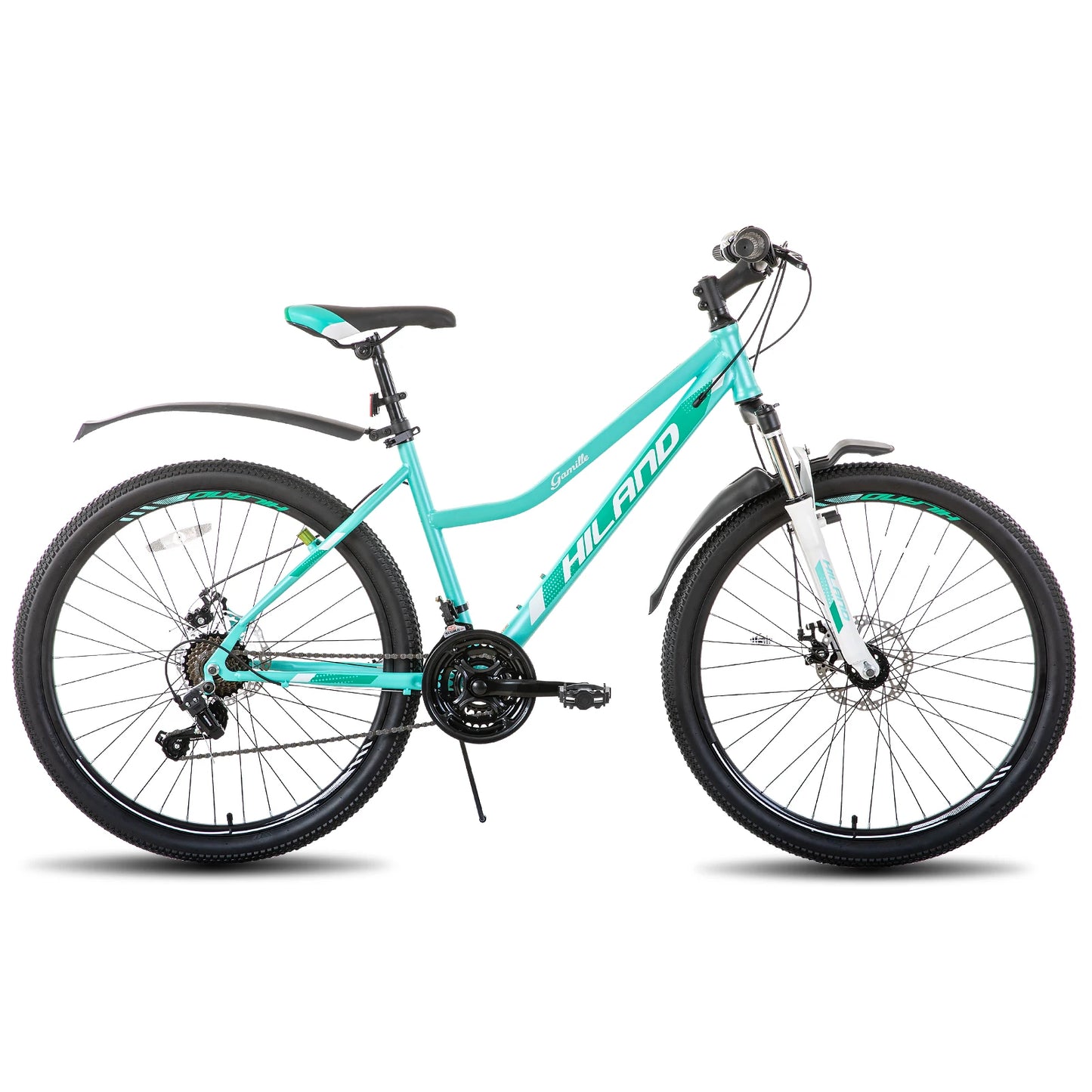 Hiland Women Mountain Bike With Step Through Frame Shimano 21 Speeds Suspension Fork