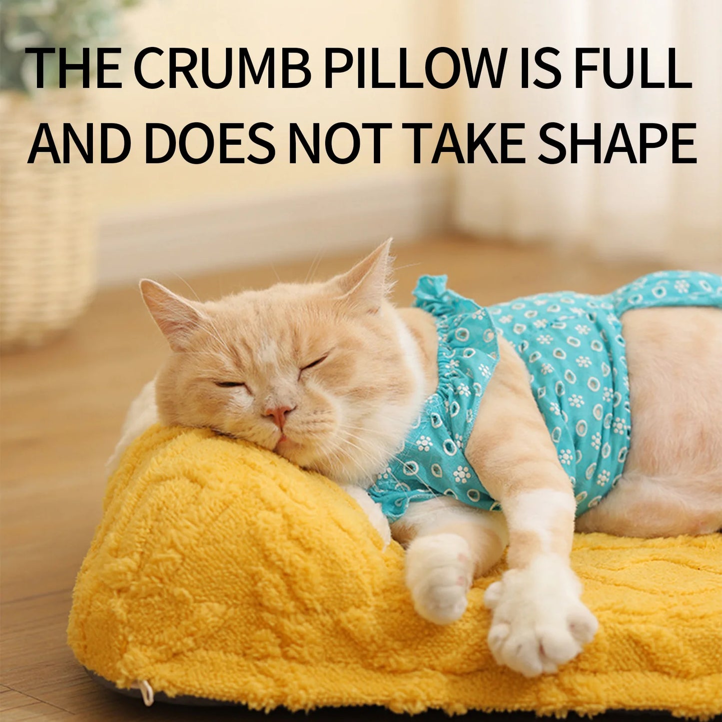 1Pcs/Lot Cute Yellow Cream Cat Beds With Crumb Pillow Comfy