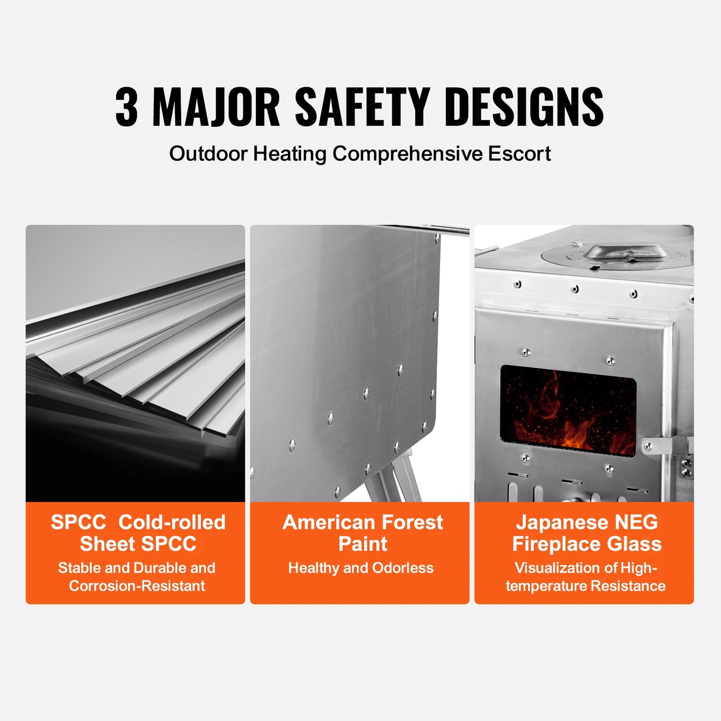 Wood 86 inch Stainless Steel Camping Stove