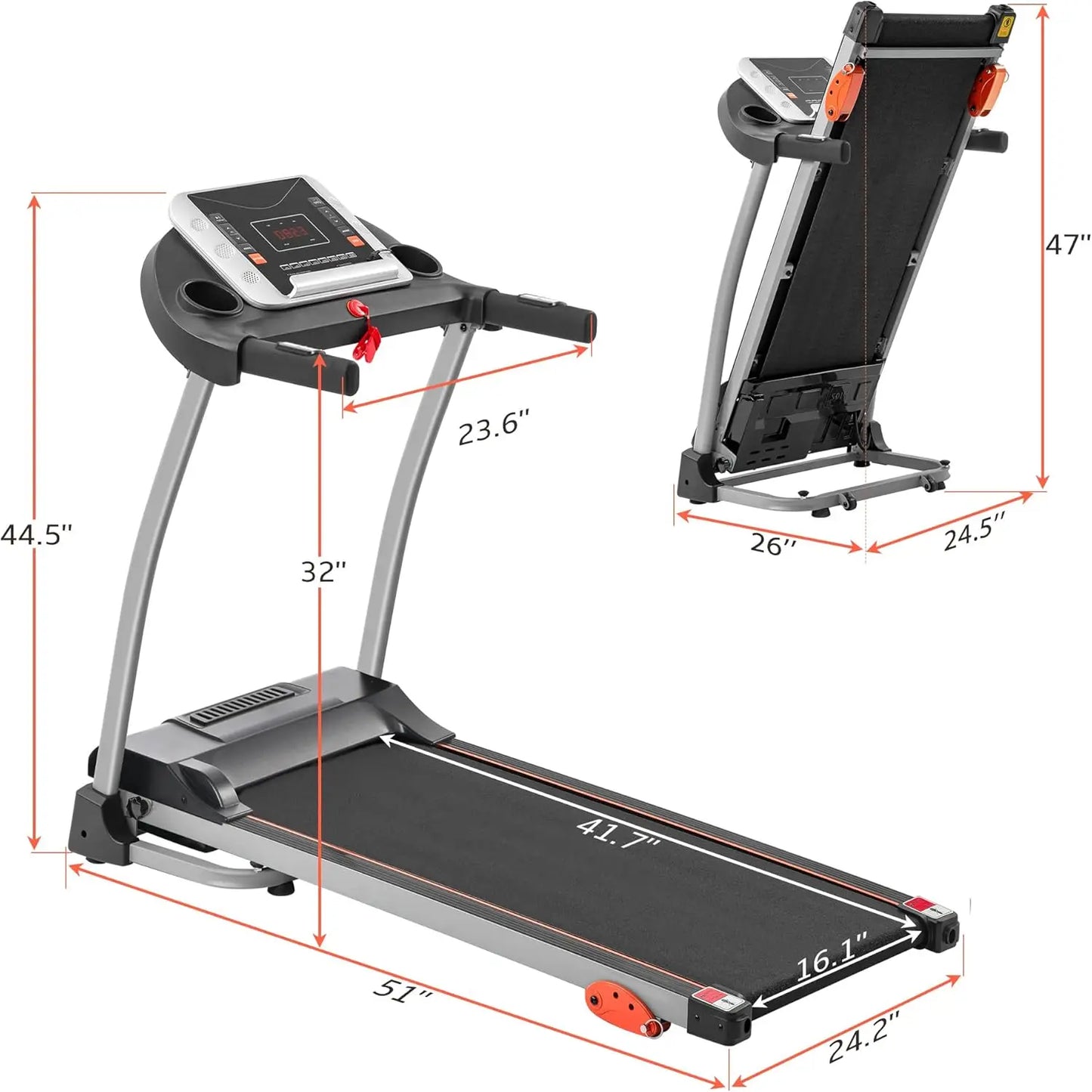 Folding Incline, 2.5HP Treadmill, Running, Walking