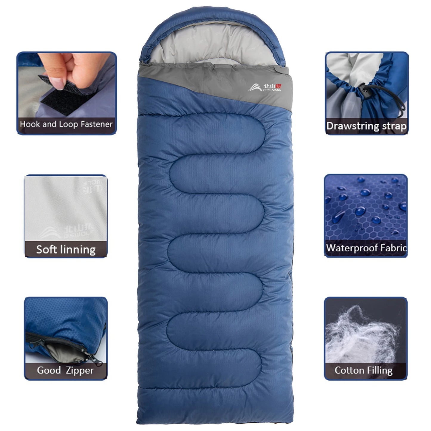 Winter Envelope Sleeping Bag for Cold Weather