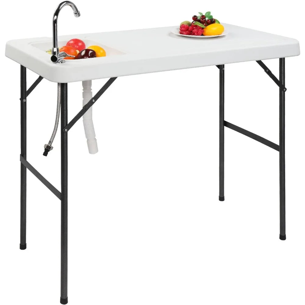 45" Fish Station with Sink, 360° Stainless