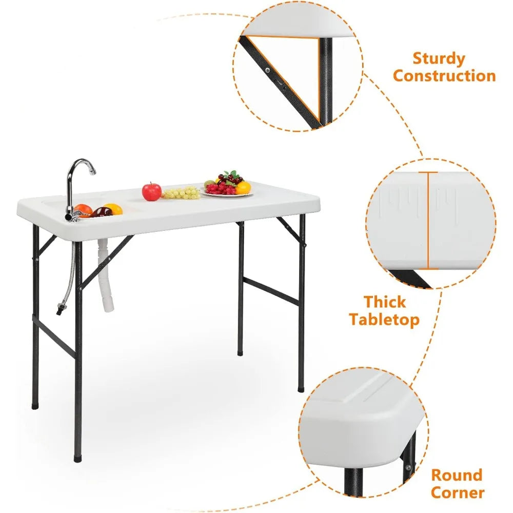 45" Fish Station with Sink, 360° Stainless