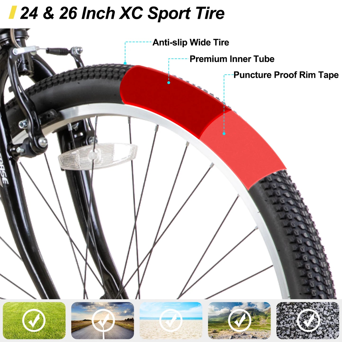 Hiland 24 26 Inch Mountain Bike For Men And Women 21 Speeds
