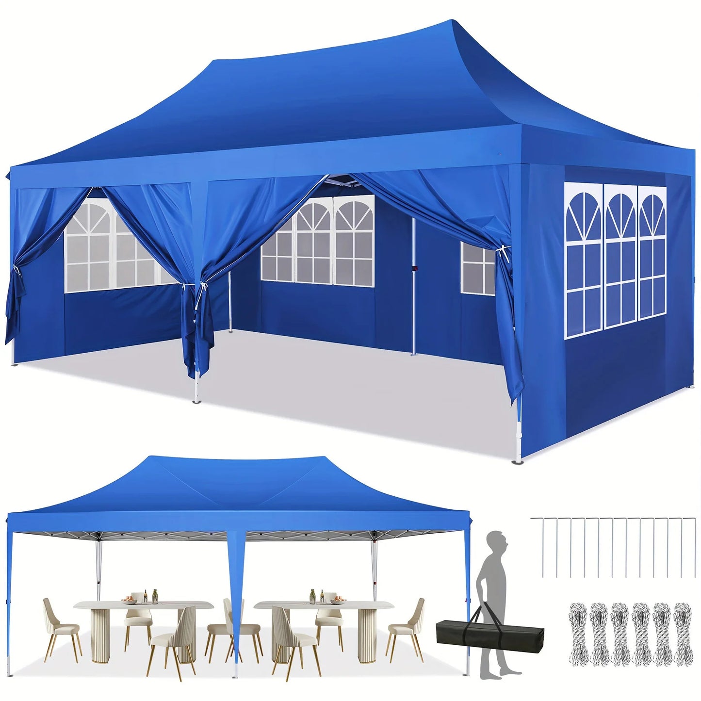 10x20 Pop Up Canopy Tent with 6 Sidewalls for Events