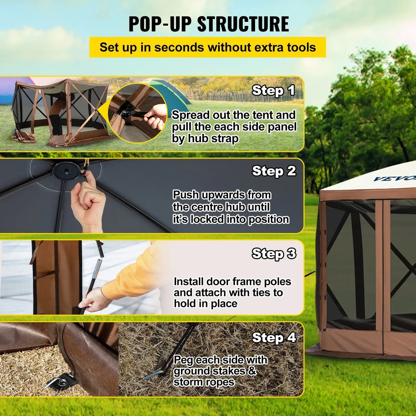 10' x 10' Waterproof Pop-up Gazebo Tent for 8 People