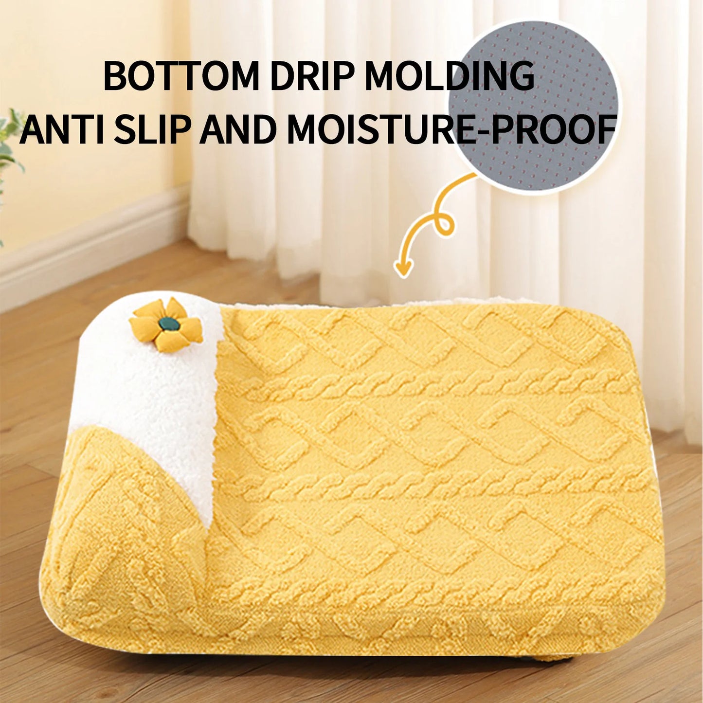 1Pcs/Lot Cute Yellow Cream Cat Beds With Crumb Pillow Comfy
