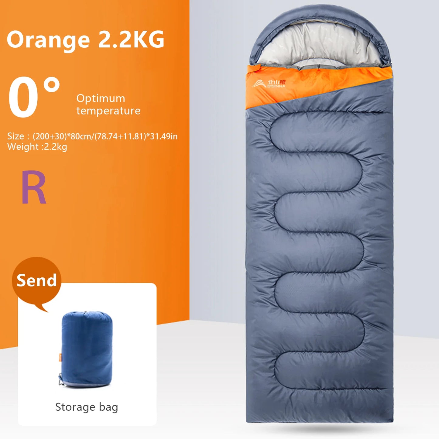 Winter Envelope Sleeping Bag for Cold Weather
