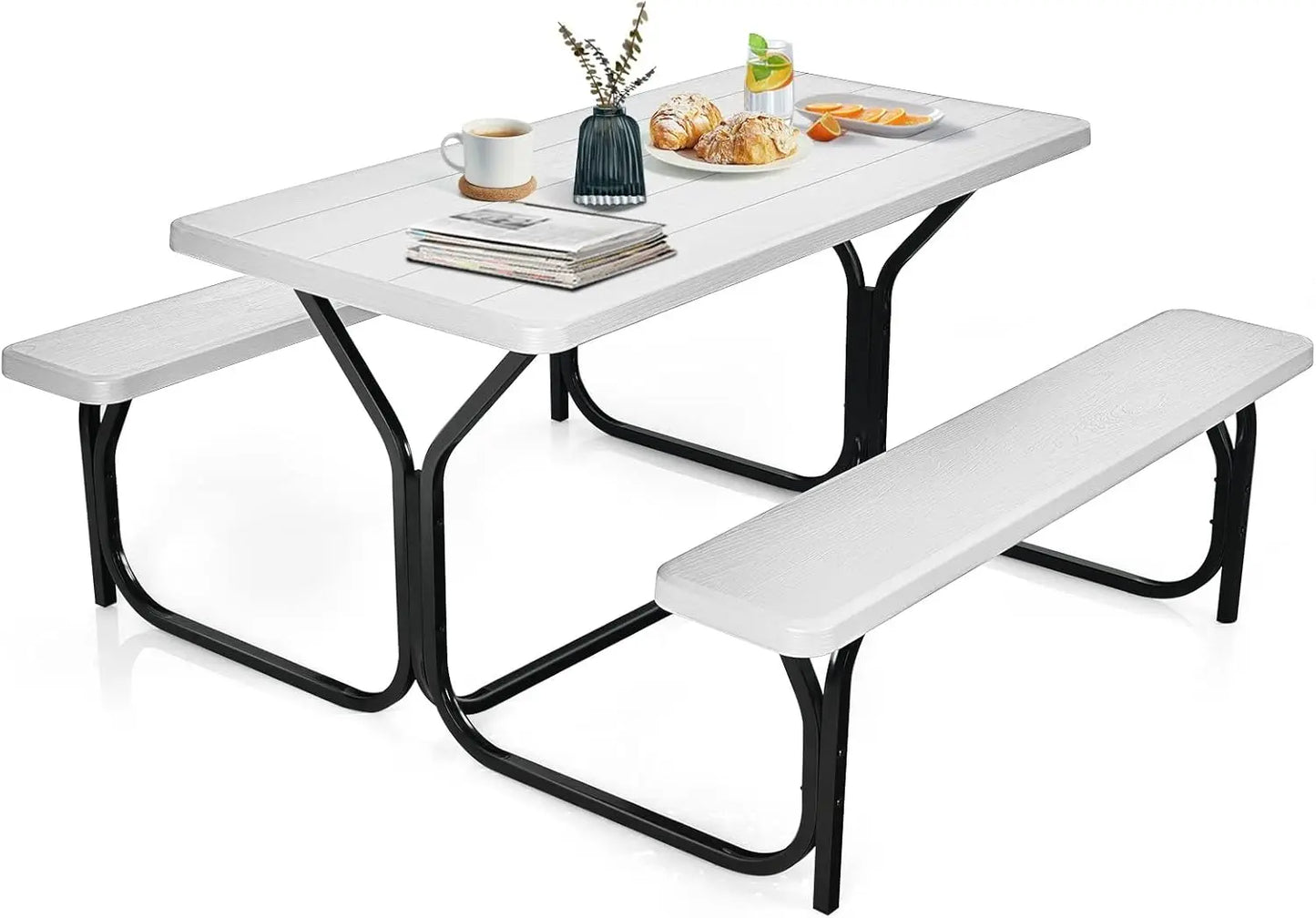 Moccha Picnic Table Bench Set, Heavy Duty Plastic Table