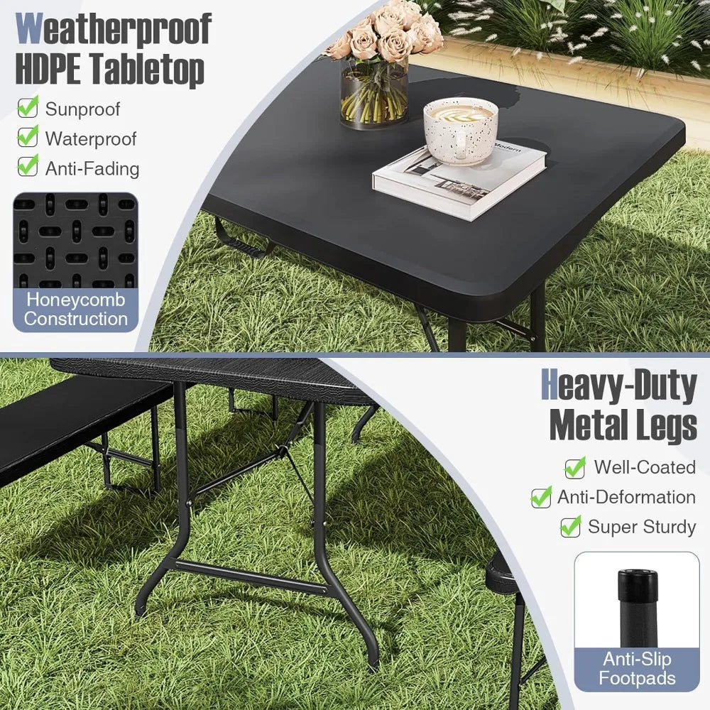 8ft Plastic Heavy Duty Tabletop, Handle, Lock