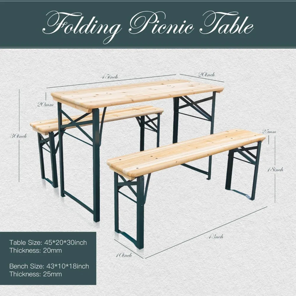 Folding Picnic Table with 2 Benches for Outdoor Fun