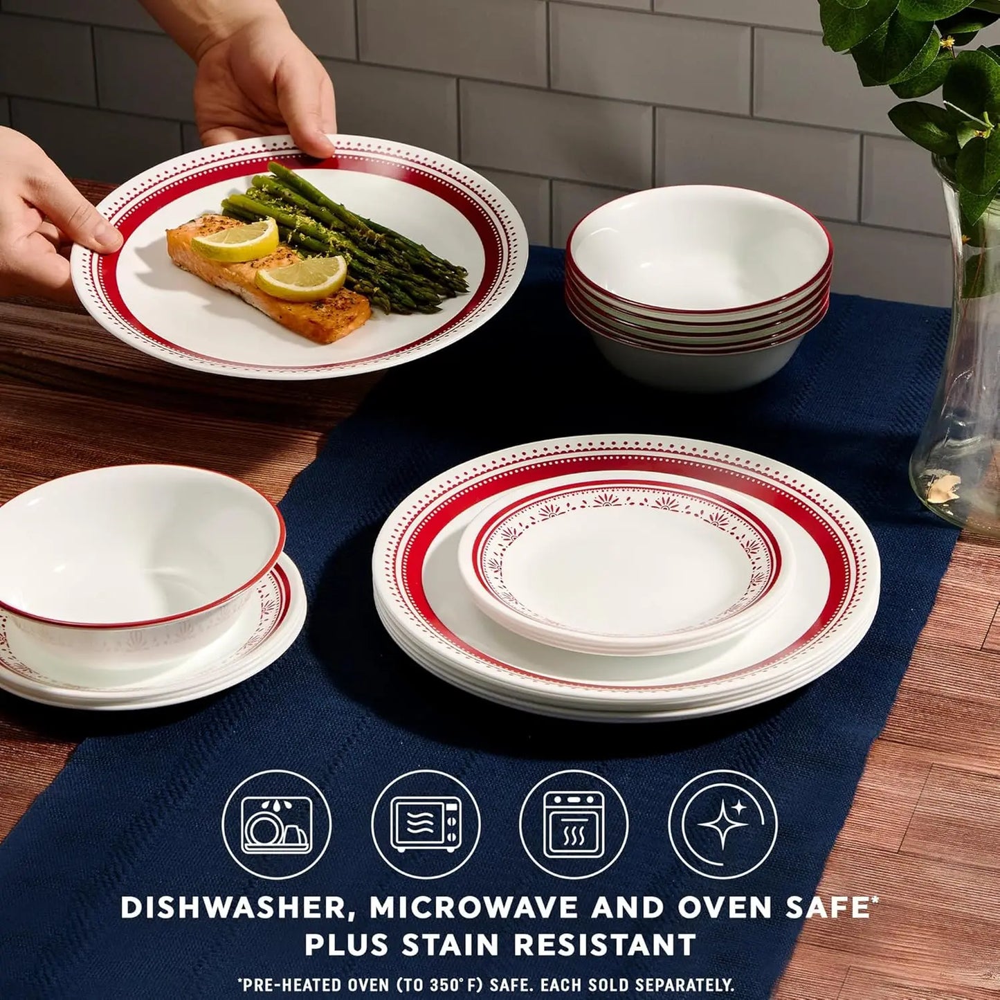 18-PC Dinnerware, Glass, Microwave and Dishwasher Safe