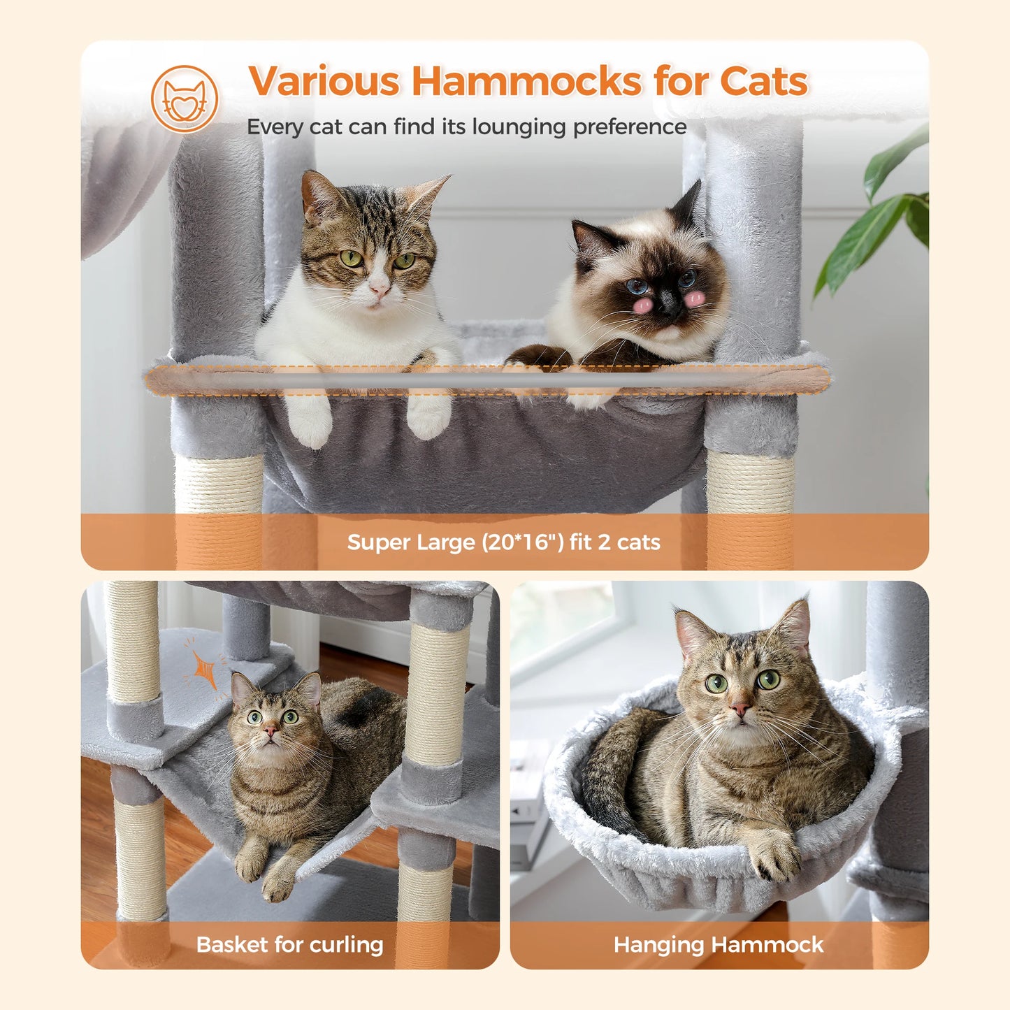 Large Cat Tree for Indoor Cats – 7-Level Activity Castle