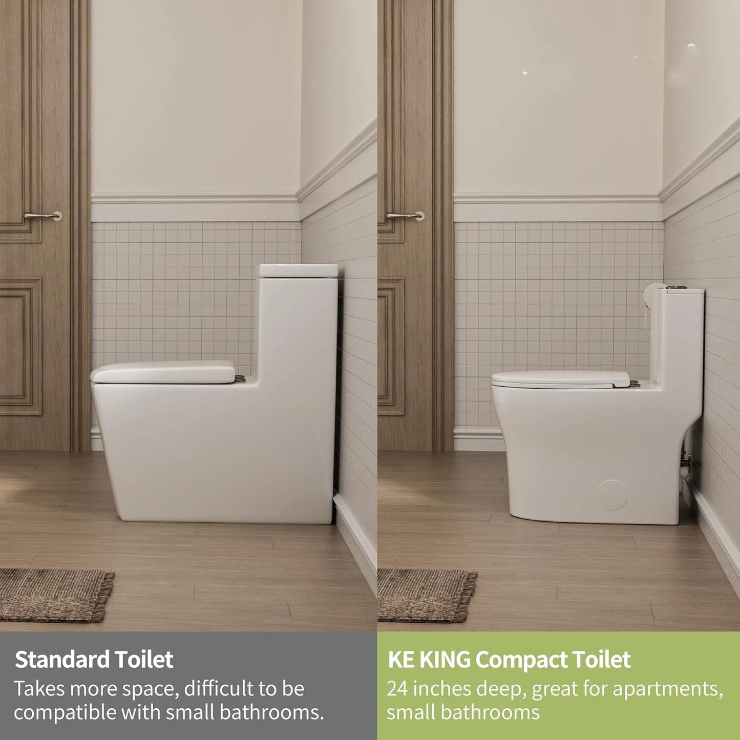 One Piece Powerful Flush Modern Toilet Small Bathroom