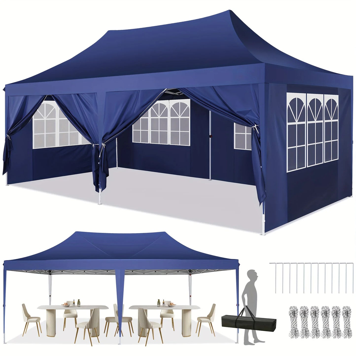 10x20 Pop Up Canopy Tent with 6 Sidewalls for Events