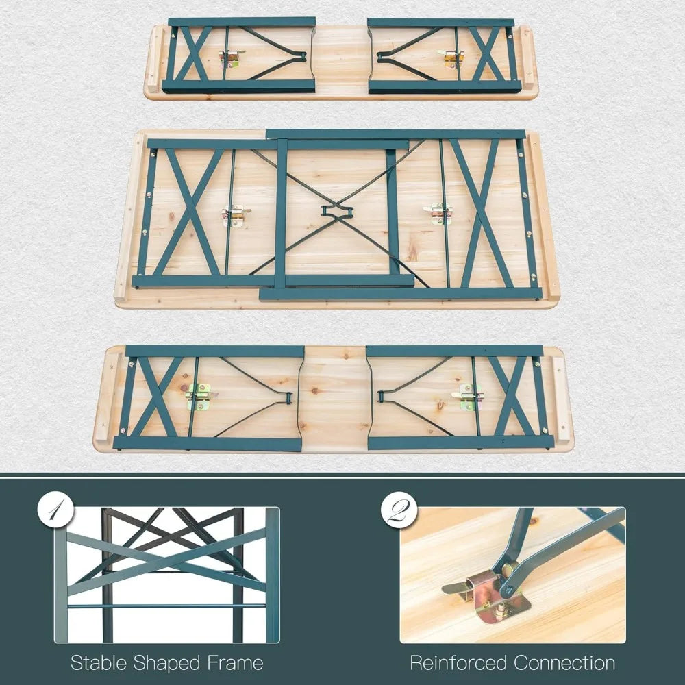 Folding Picnic Table with 2 Benches for Outdoor Fun