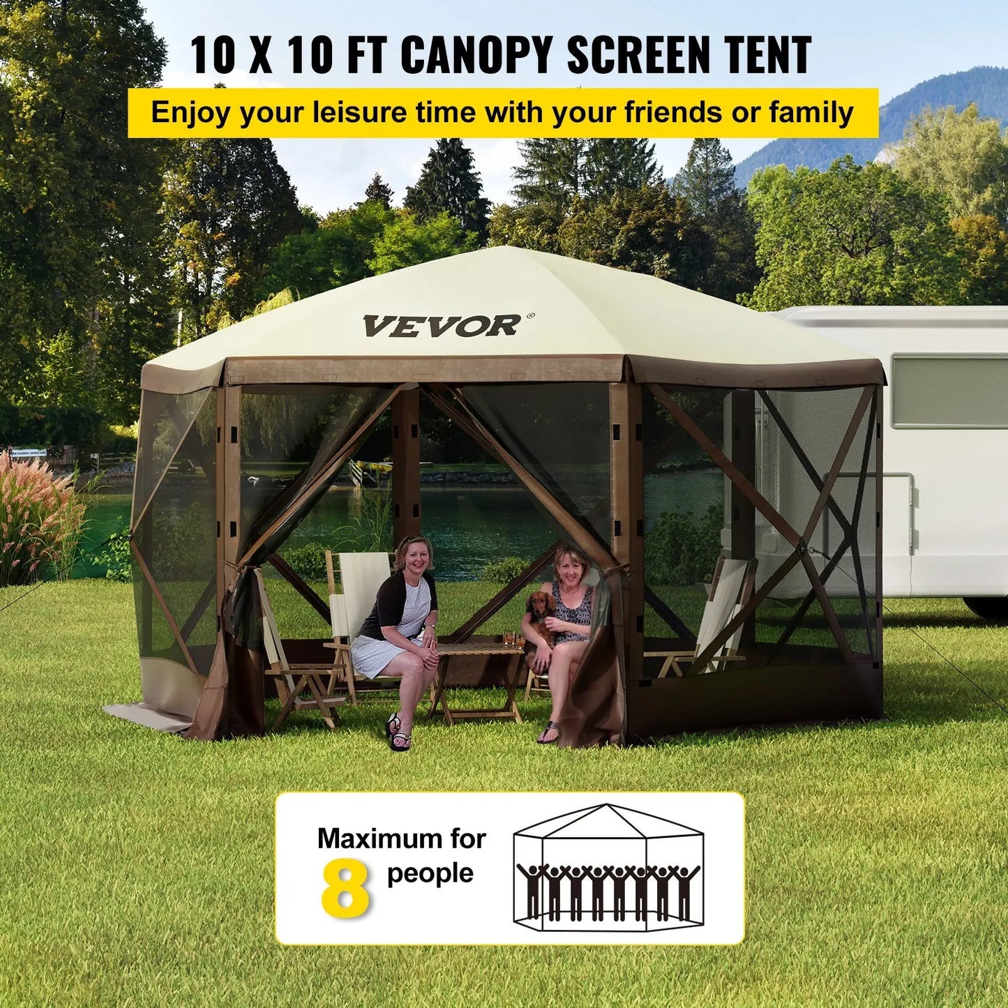 10' x 10' Waterproof Pop-up Gazebo Tent for 8 People