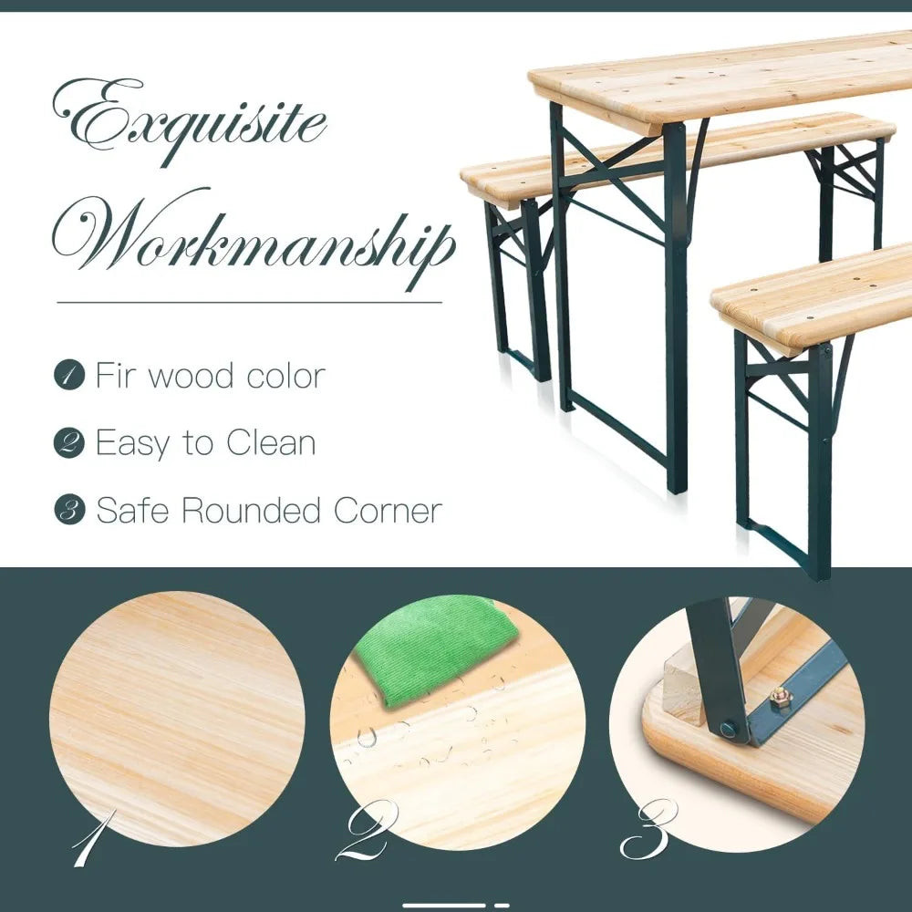 Folding Picnic Table with 2 Benches for Outdoor Fun