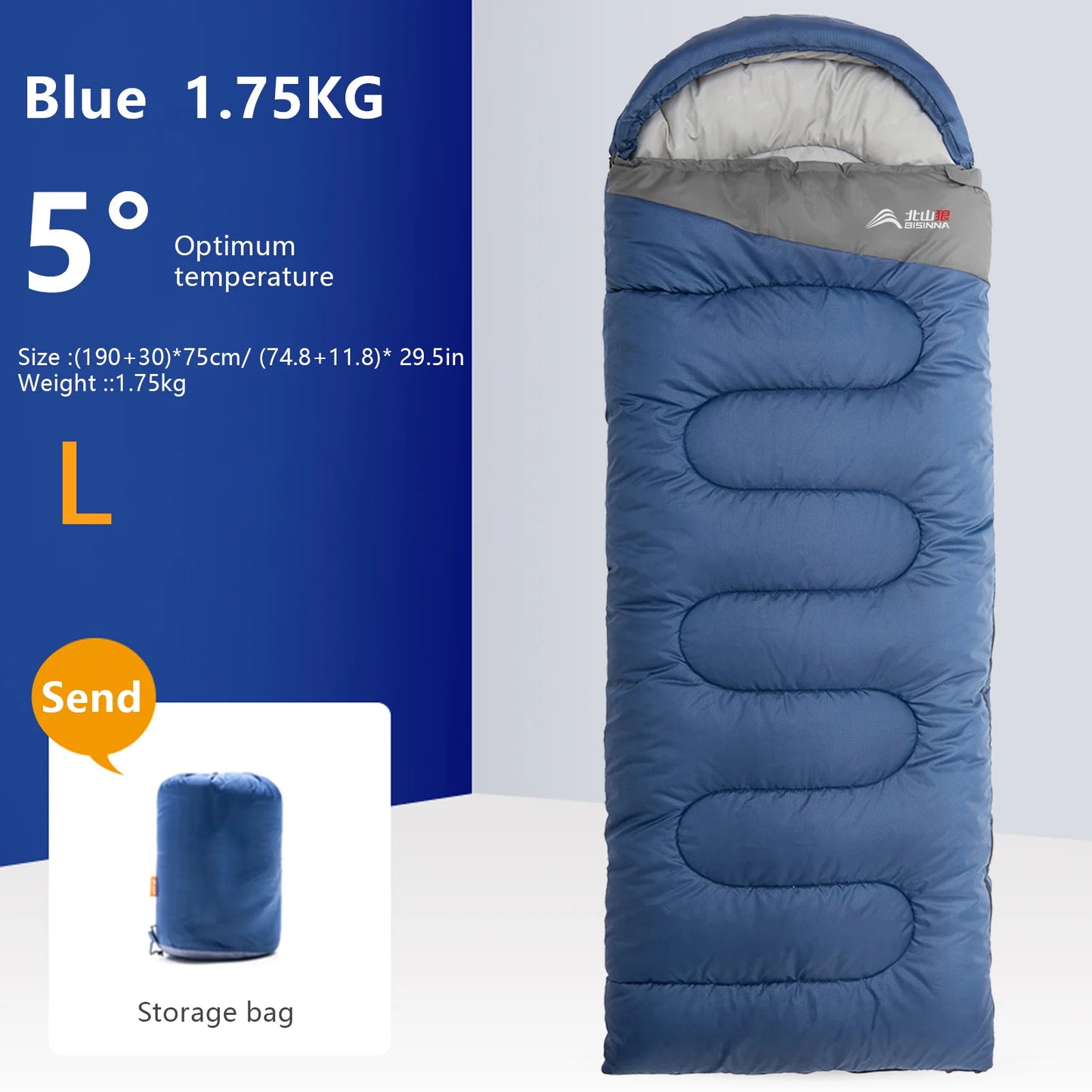 Winter Envelope Sleeping Bag for Cold Weather