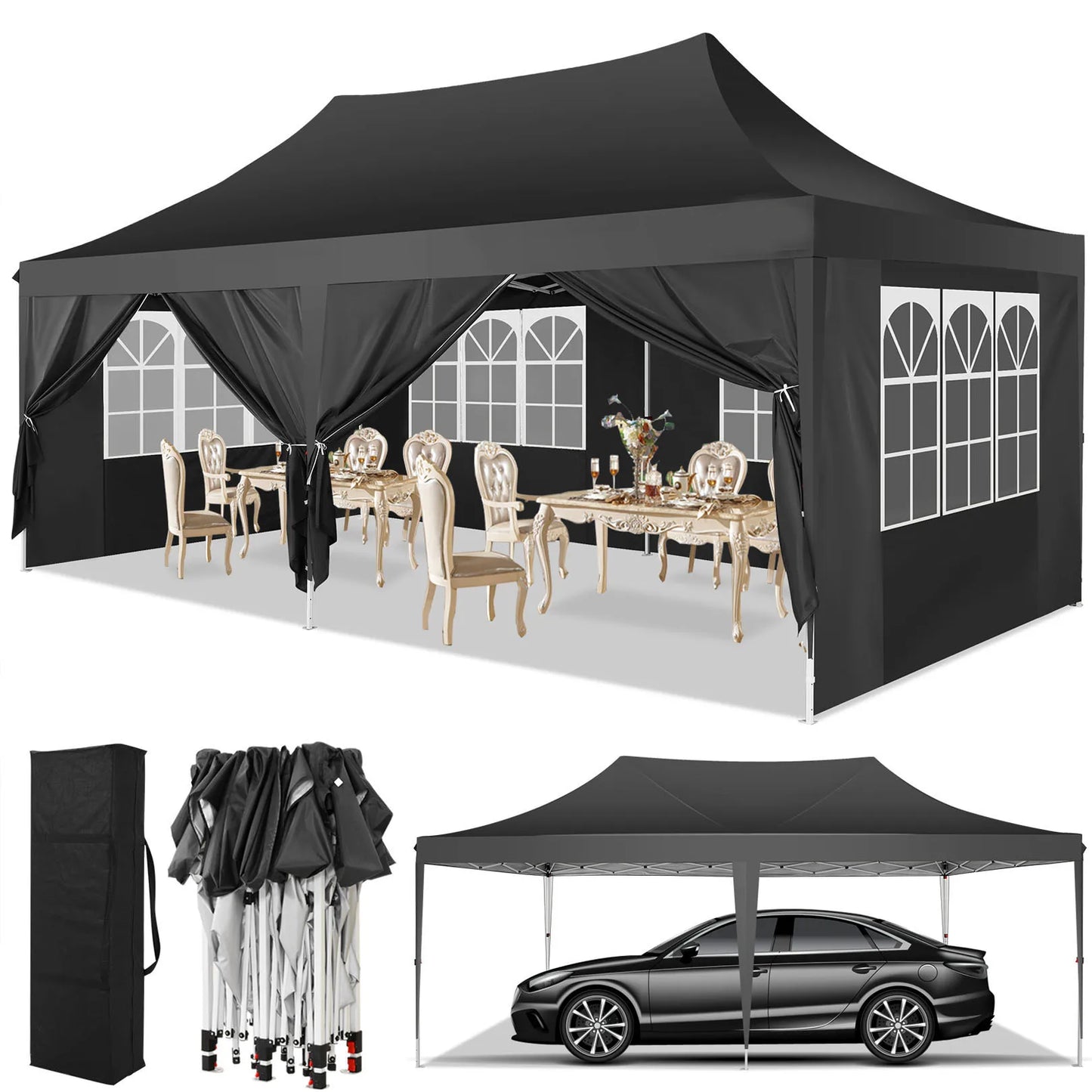 10x20 Pop Up Canopy Tent with 6 Sidewalls for Events