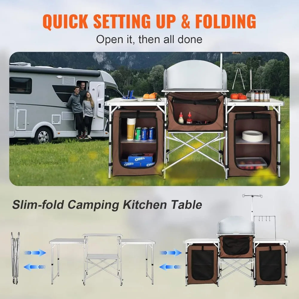 Folding Kitchen Table With Carrying Bag And 3 Cupboard