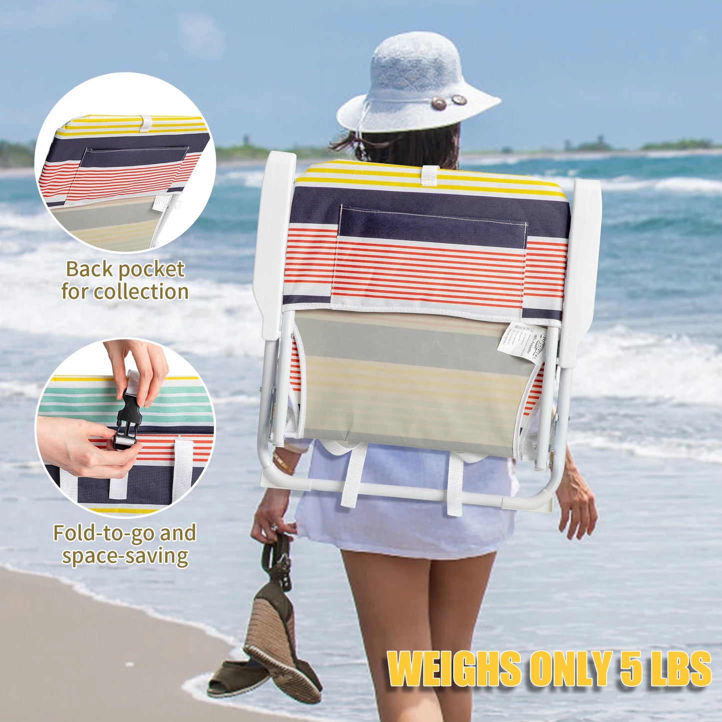 Cloth White Iron Frame Beach Chair Small for Outdoor Use