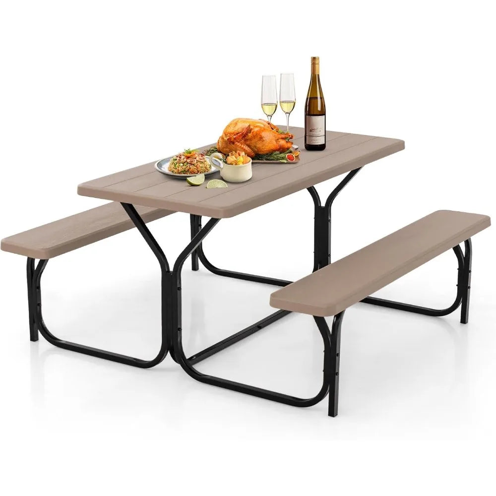 Moccha Picnic Table Bench Set, Heavy Duty Plastic Table