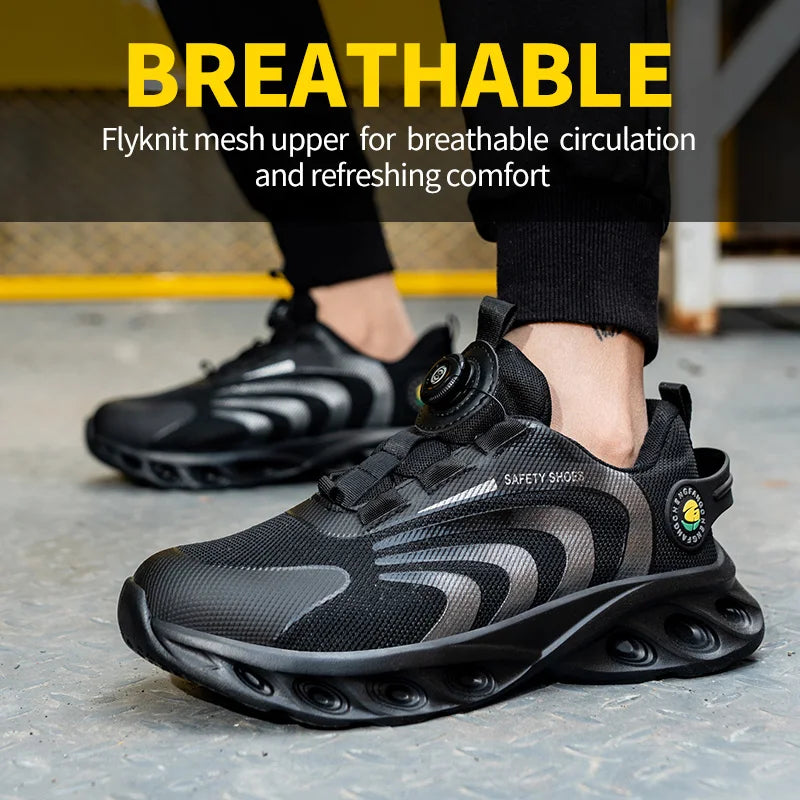 Lace Free Breathable Lightweight Safety Shoes With Anti Smashing Puncture
