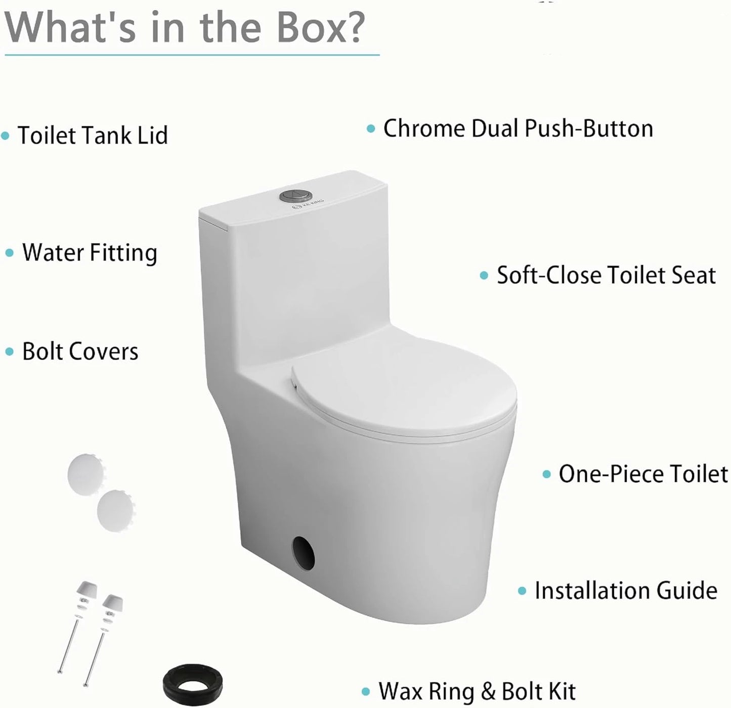One Piece Powerful Flush Modern Toilet Small Bathroom