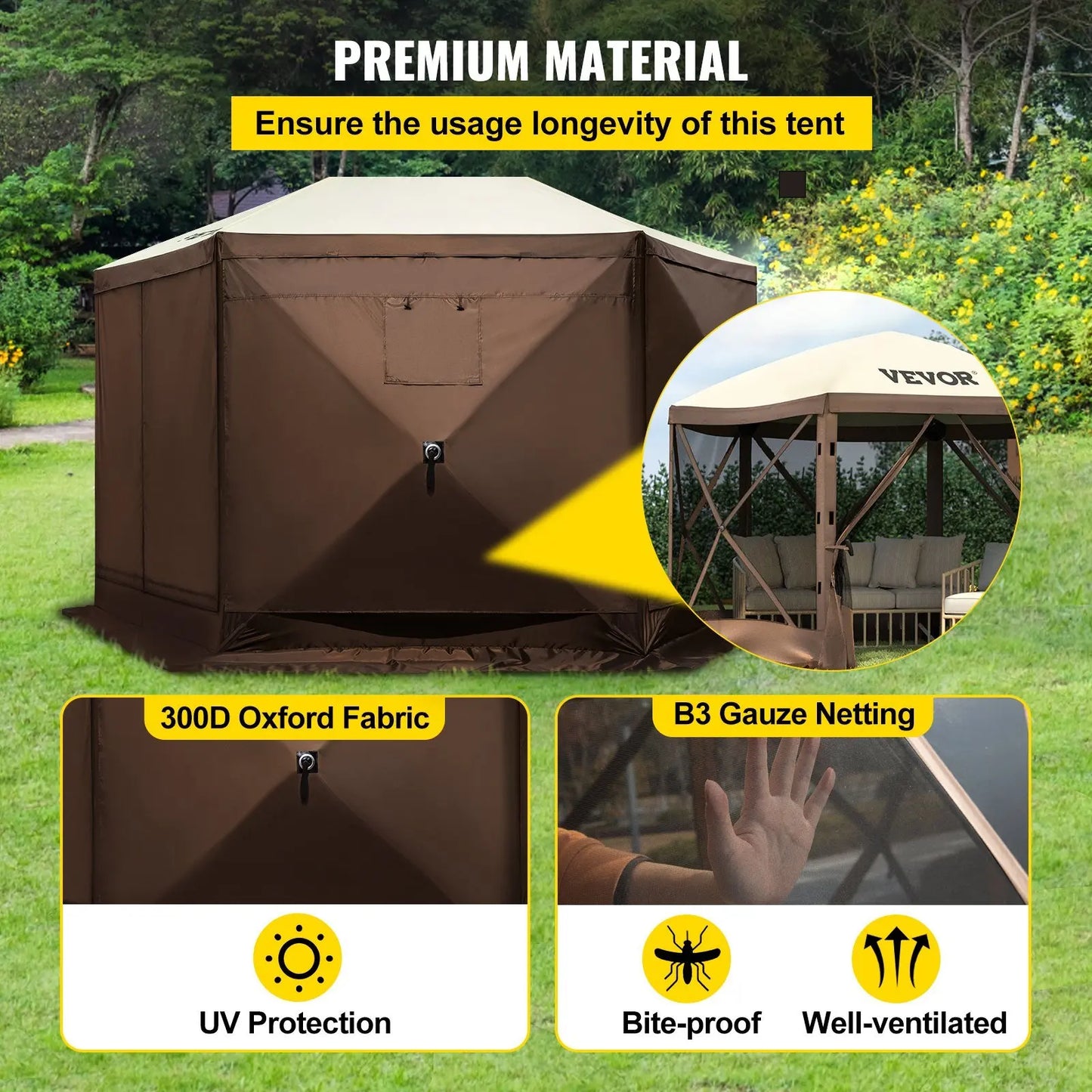 10' x 10' Waterproof Pop-up Gazebo Tent for 8 People