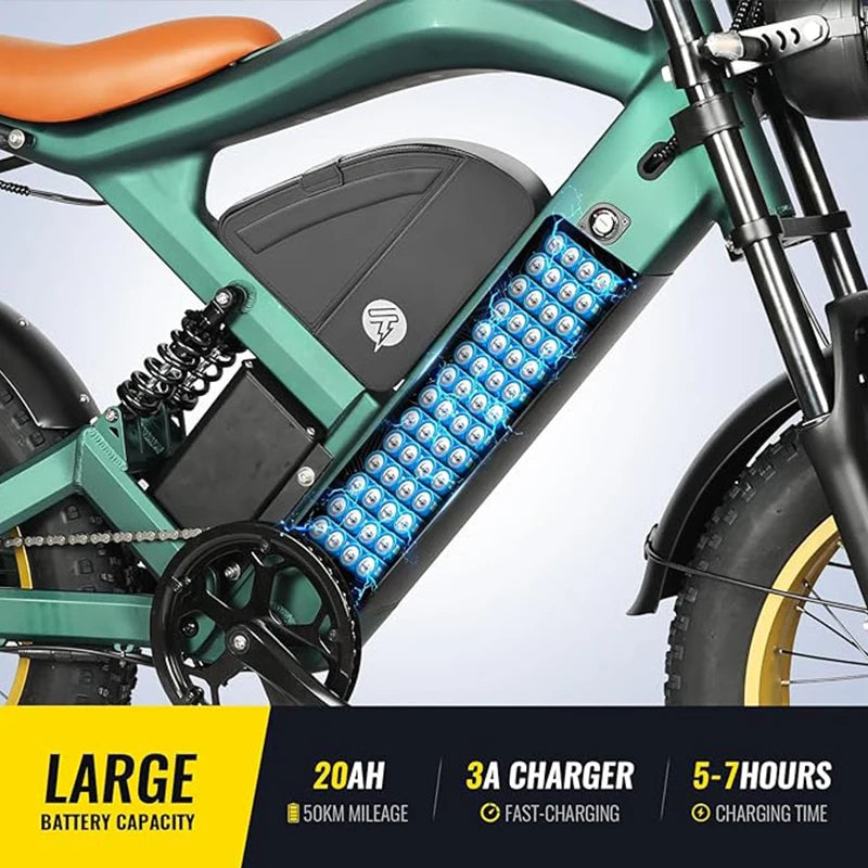 1200W Single Wheel Drive All Terrain Electric Bicycle 48V