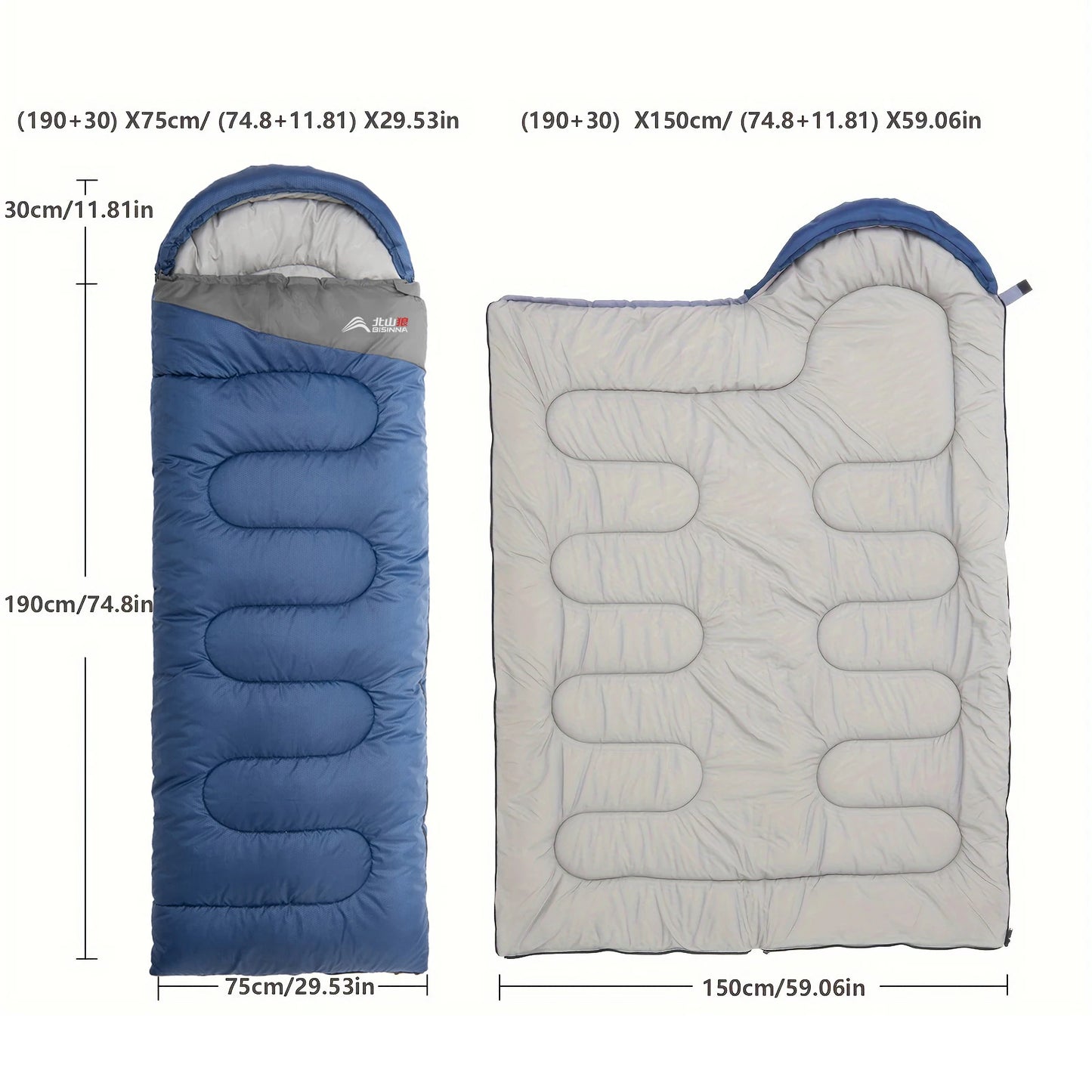 Winter Envelope Sleeping Bag for Cold Weather