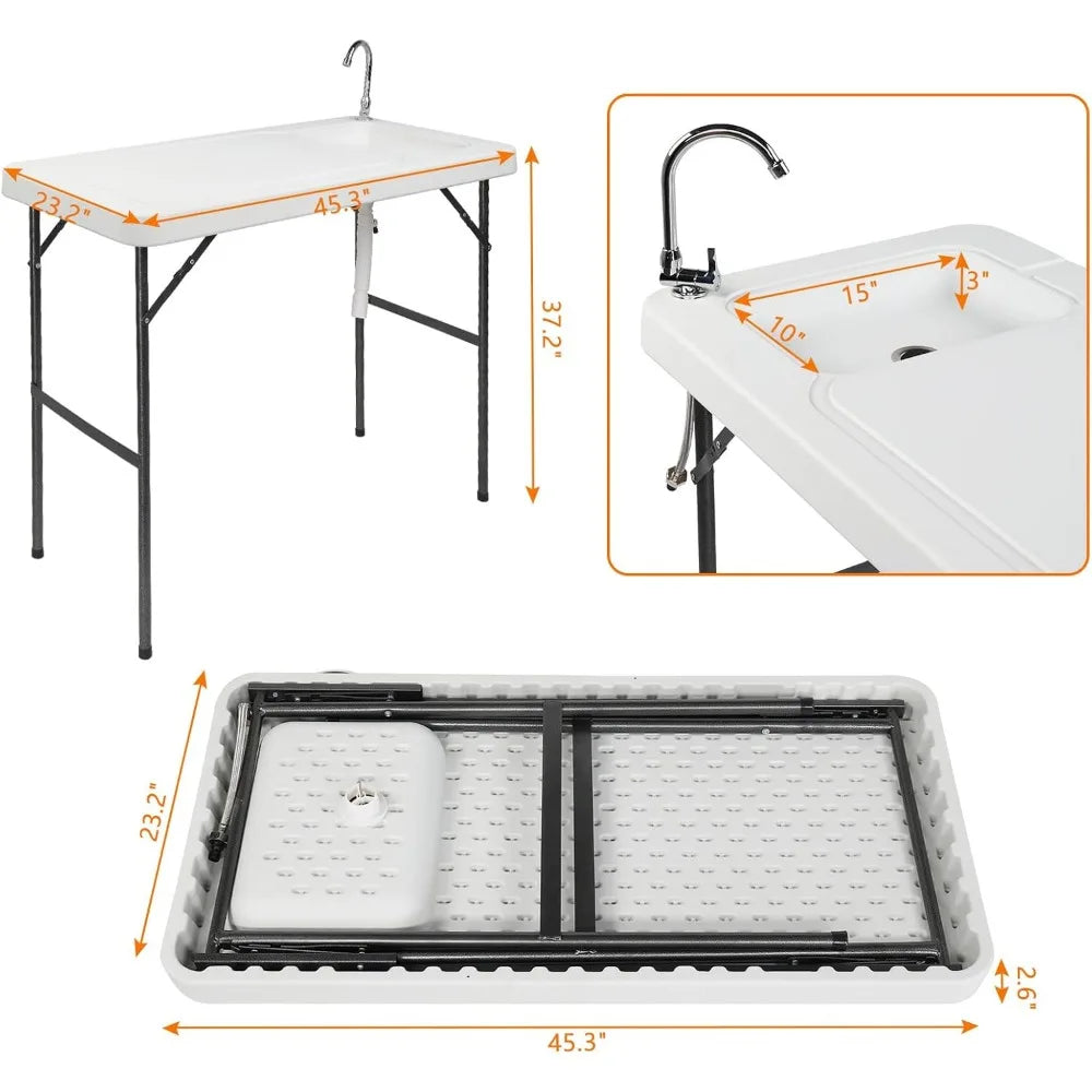 45" Fish Station with Sink, 360° Stainless