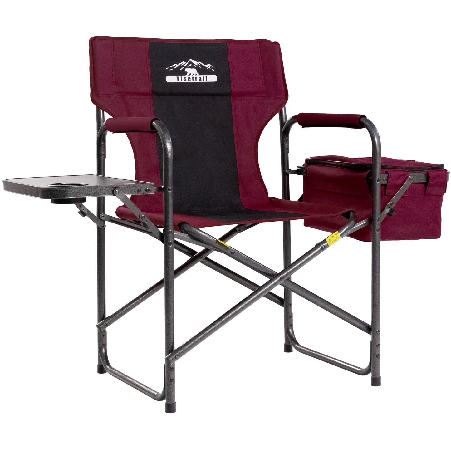Camping Chair w/Cooler Bag & Side Tray for Outdoor Comfort