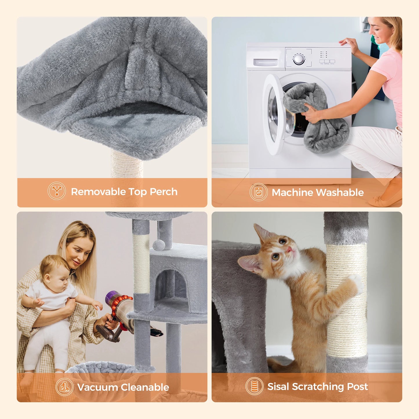Large Cat Tree for Indoor Cats – 7-Level Activity Castle