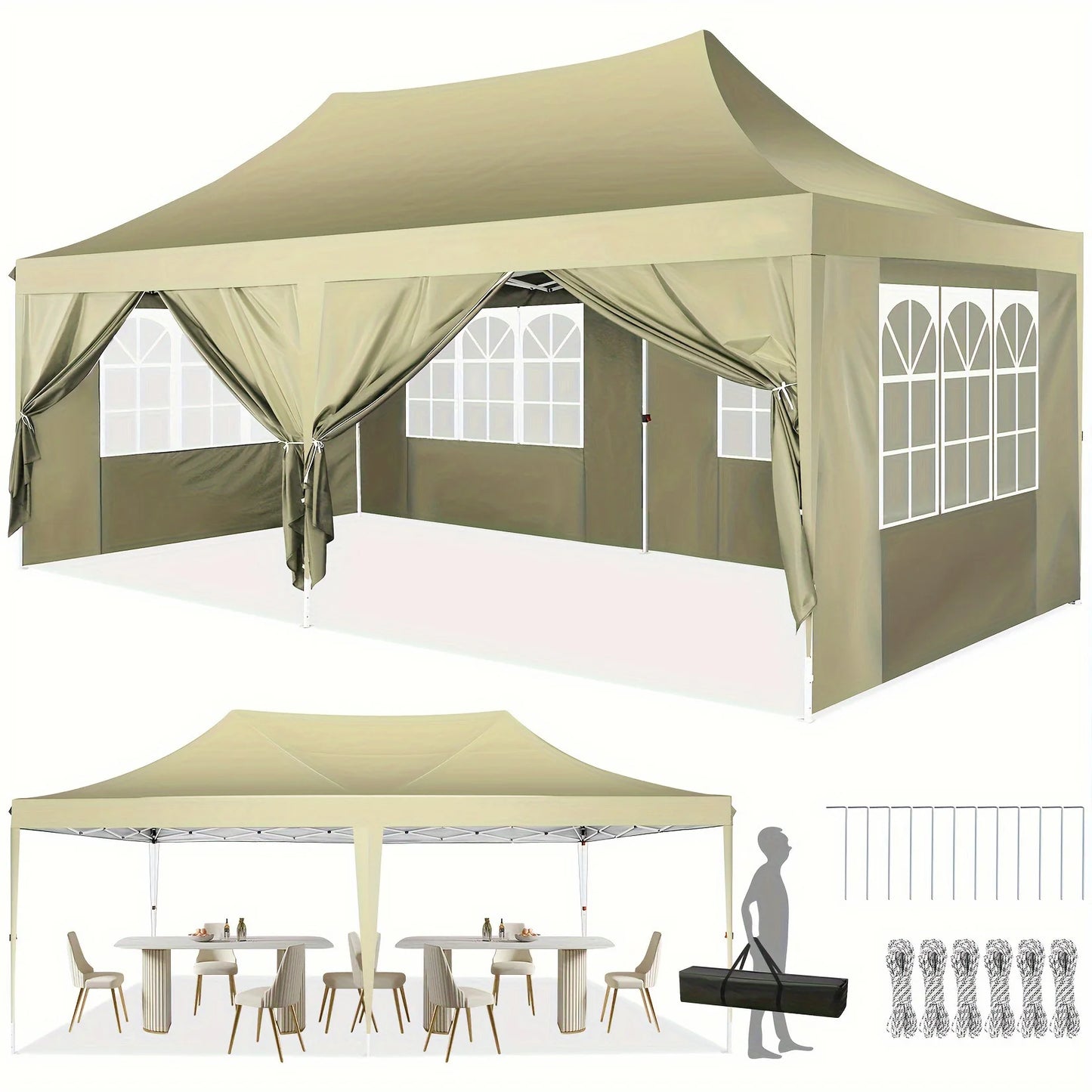 10x20 Pop Up Canopy Tent with 6 Sidewalls for Events