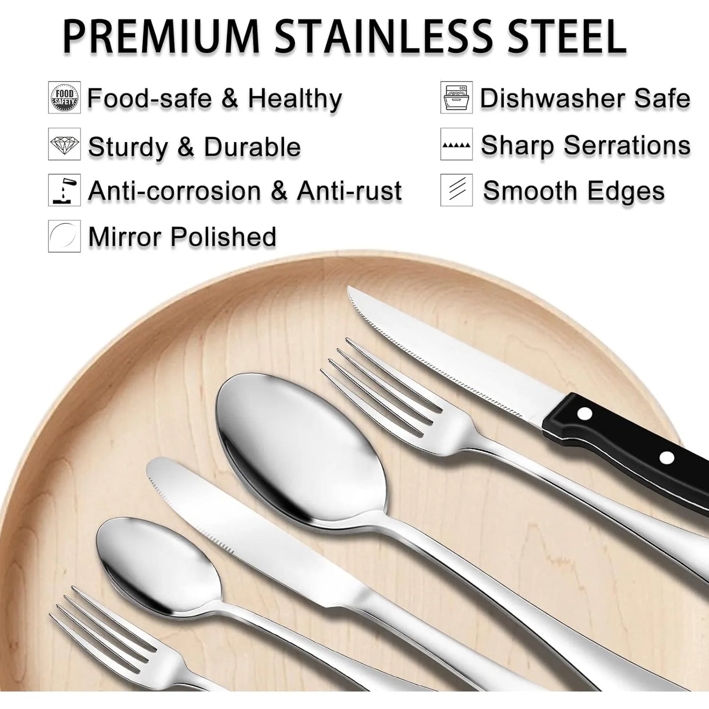 49-Piece Stainless, Service for 8 with Steak Knives