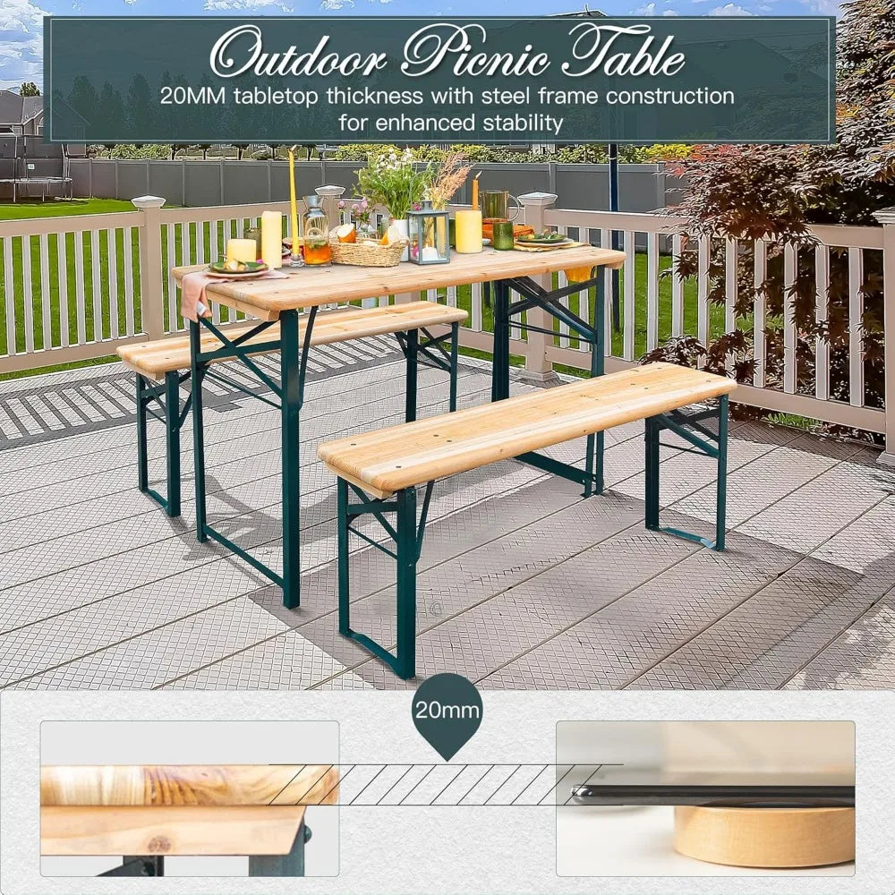 Folding Picnic Table with 2 Benches for Outdoor Fun