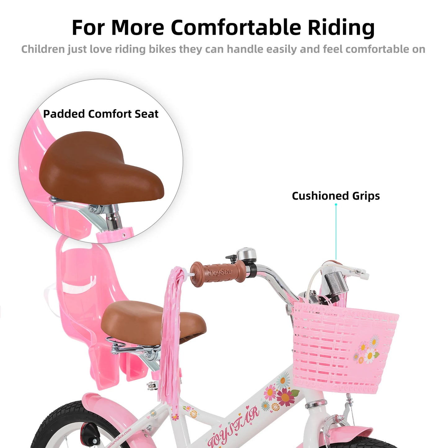 JOYSTAR Kids Bike for Ages 2-7 with Doll Seat & Streamers