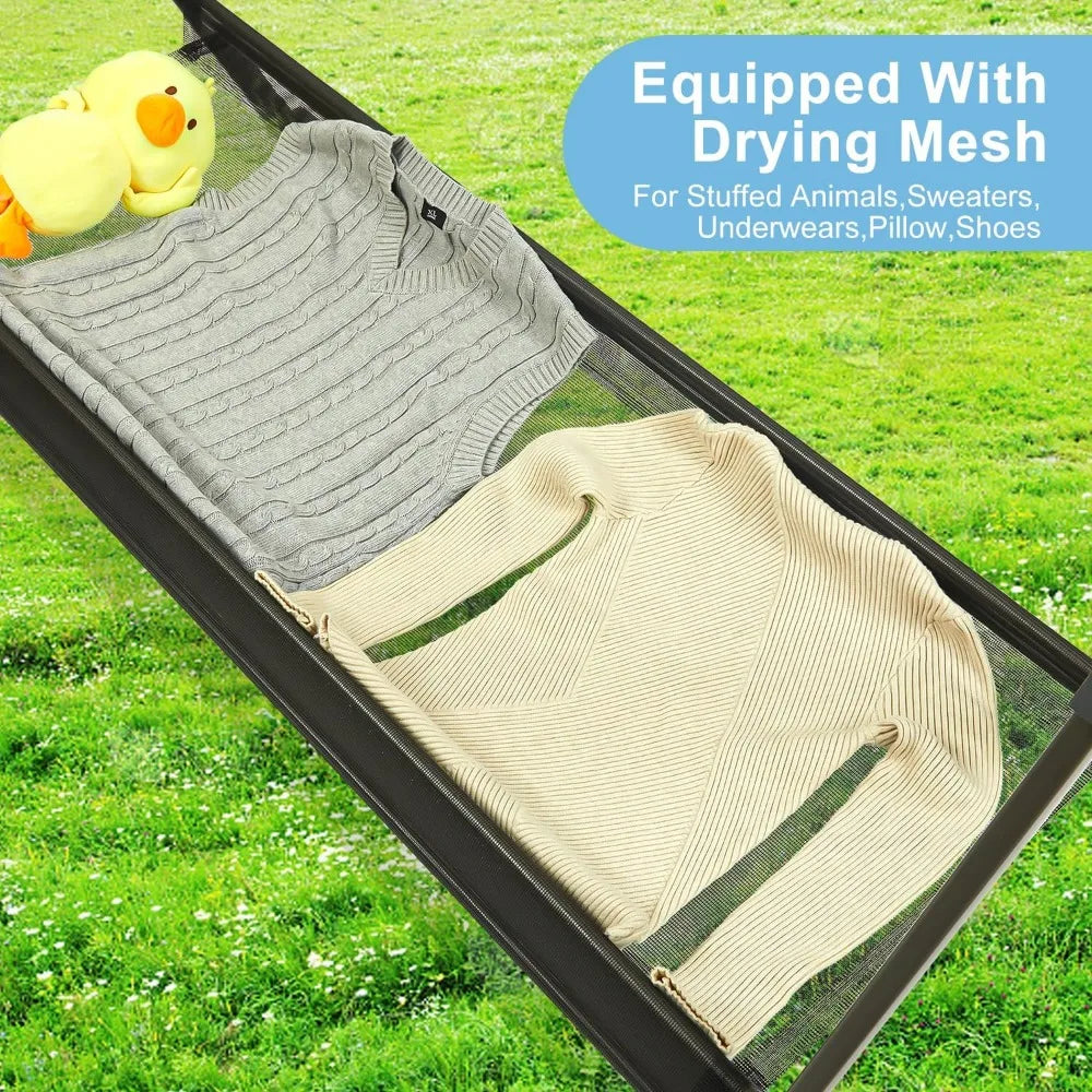 Clothes Rack Foldable -- 42 Hooks and Drying Mesh