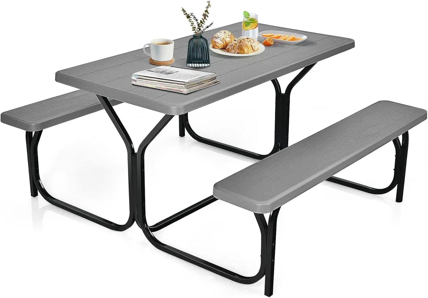 Moccha Picnic Table Bench Set, Heavy Duty Plastic Table