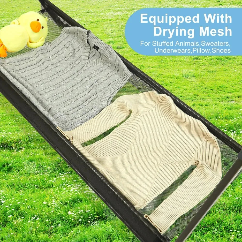 Clothes Rack Foldable -- 42 Hooks and Drying Mesh