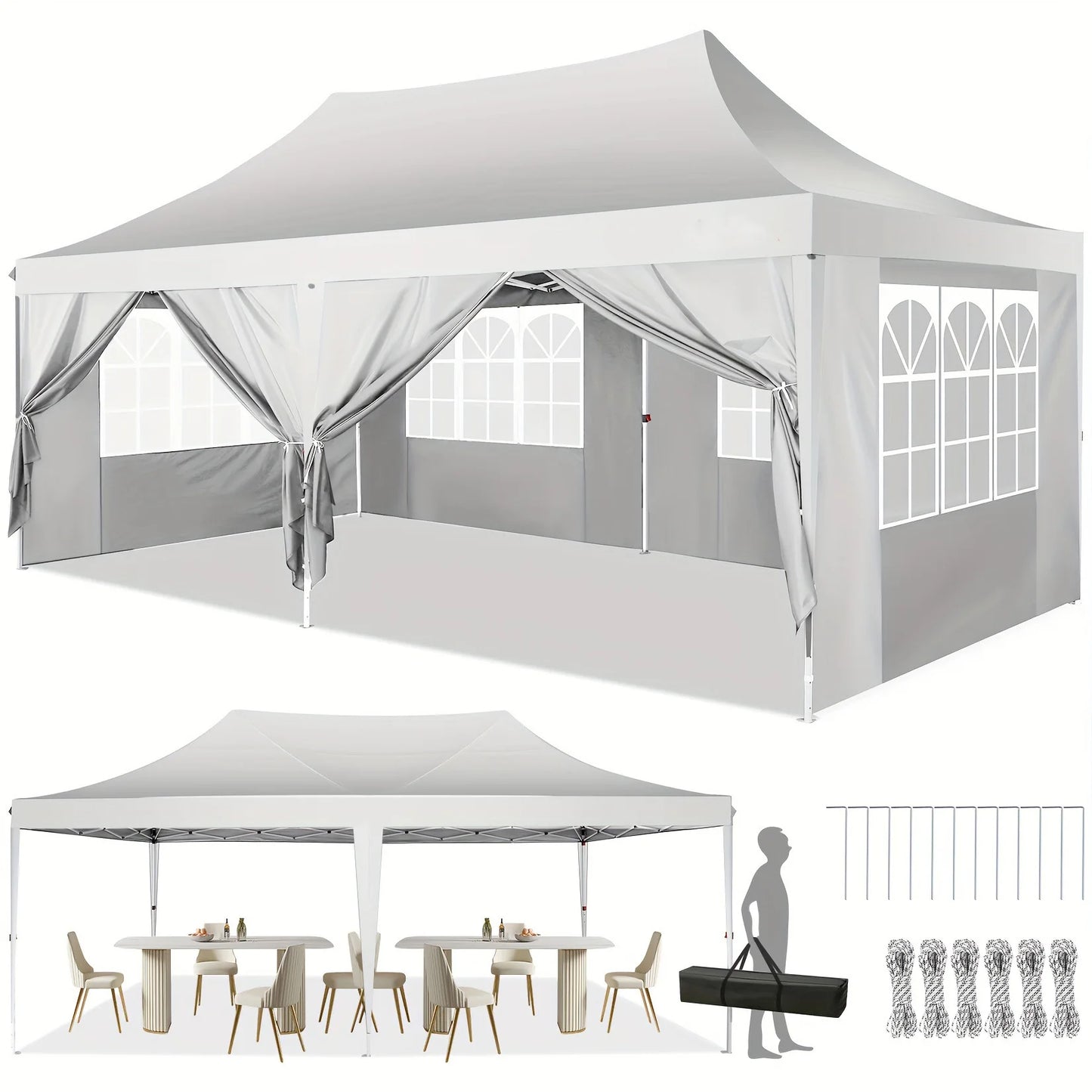10x20 Pop Up Canopy Tent with 6 Sidewalls for Events