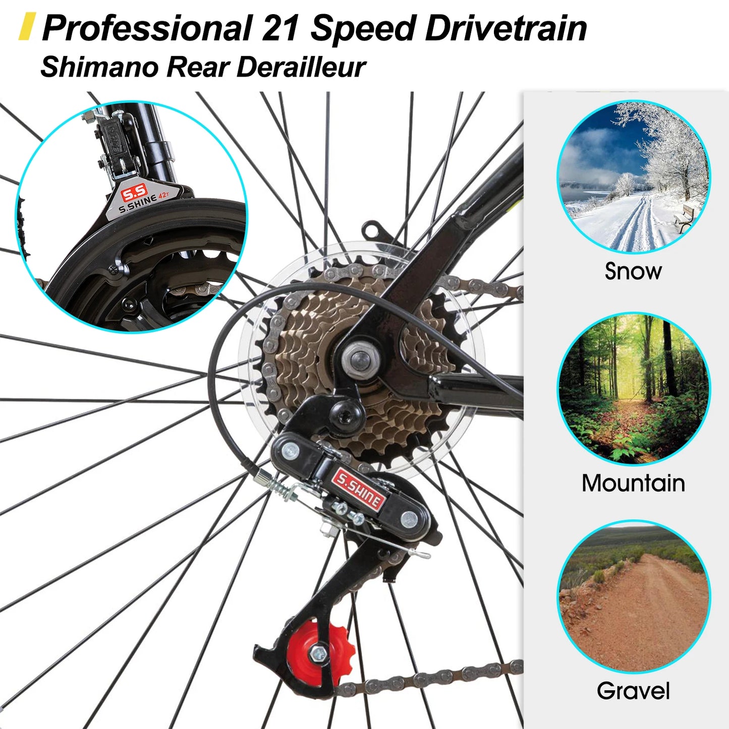 Hiland 24 26 Inch Mountain Bike For Men And Women 21 Speeds