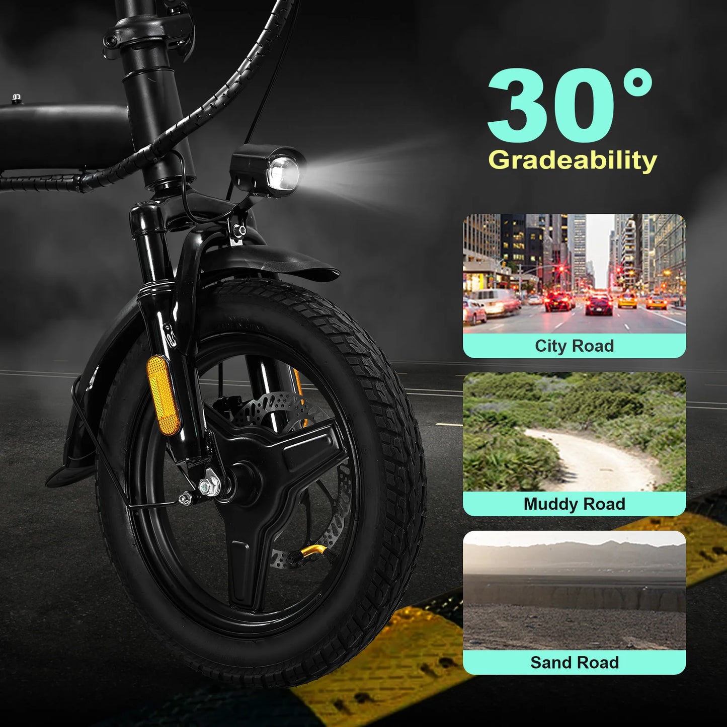400W Motor Adult Electric Bicycle Foldable With Seat Basket