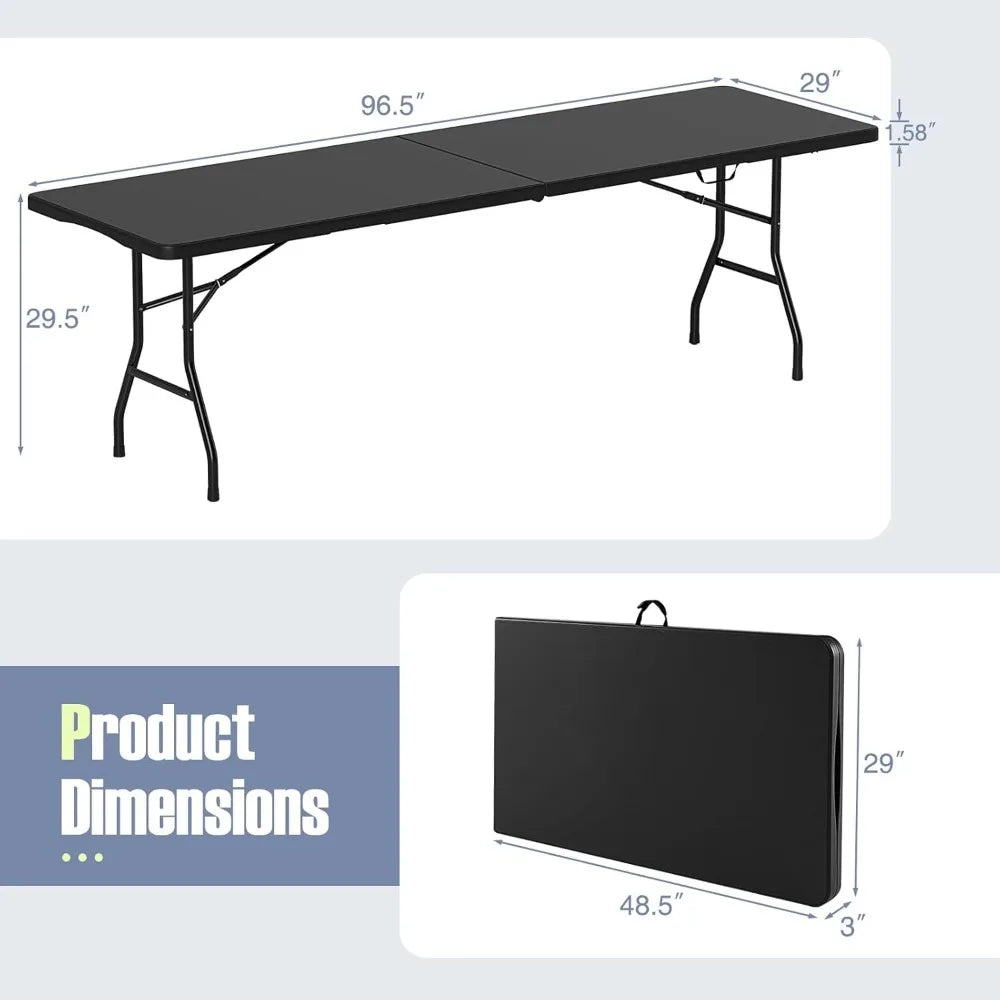 8ft Plastic Heavy Duty Tabletop, Handle, Lock