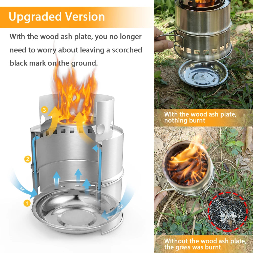 Portable Folding Windproof Wood Burning Stove