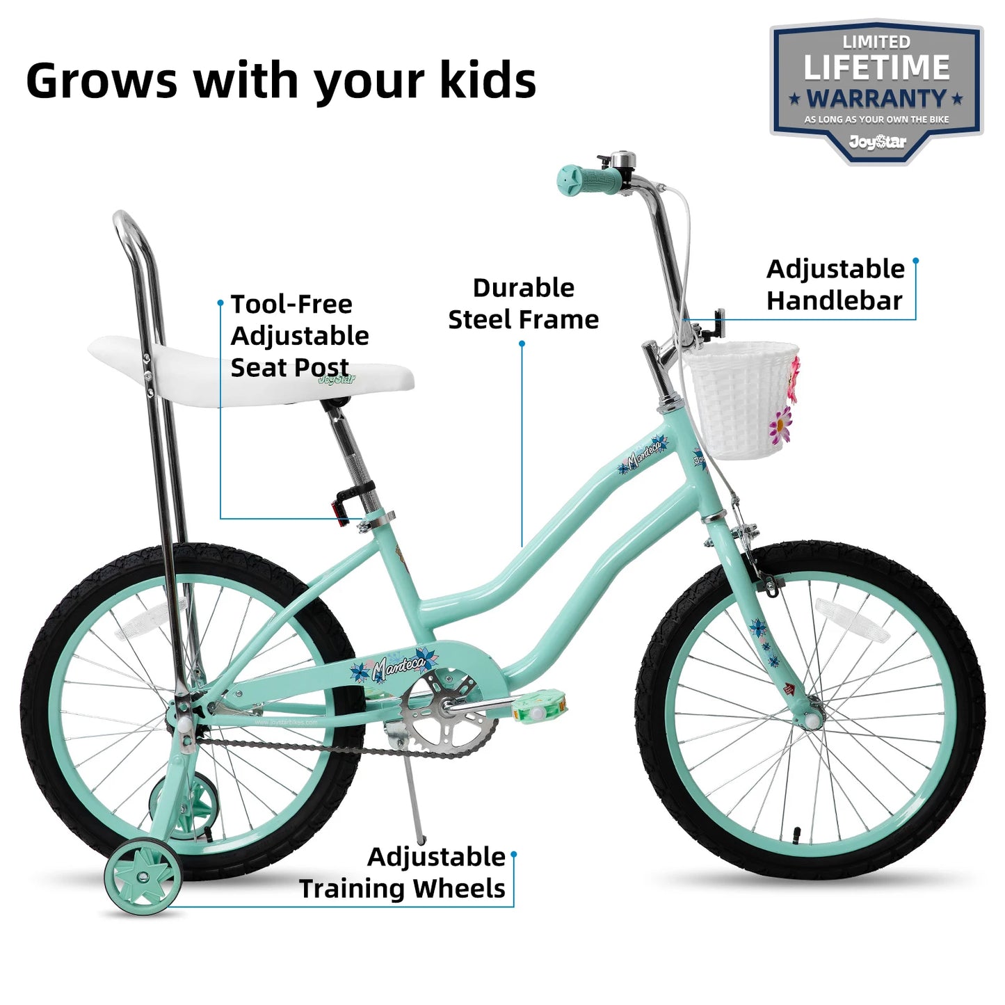 JOYSTAR 20 Inch Girls Bike with Training Wheels and Seat