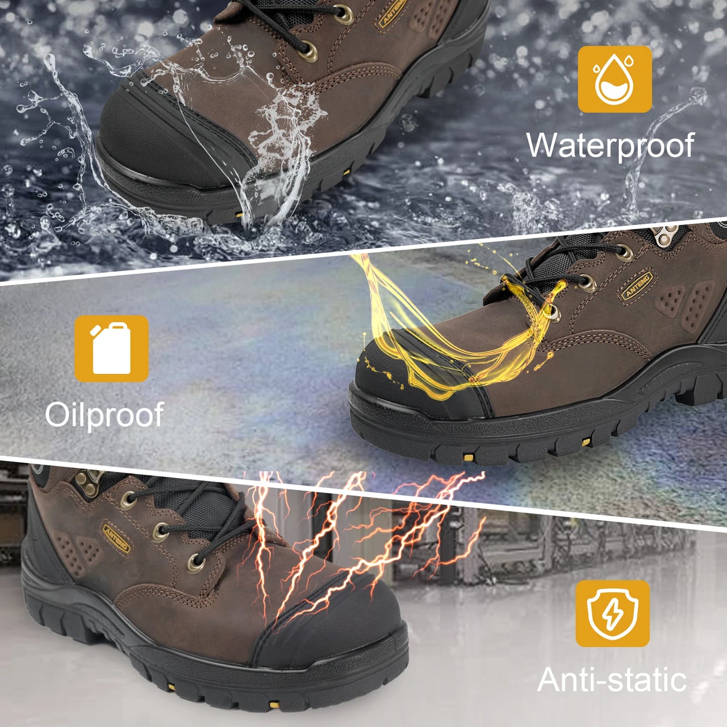 Men's ESD Work Boots with Steel Toe Cap