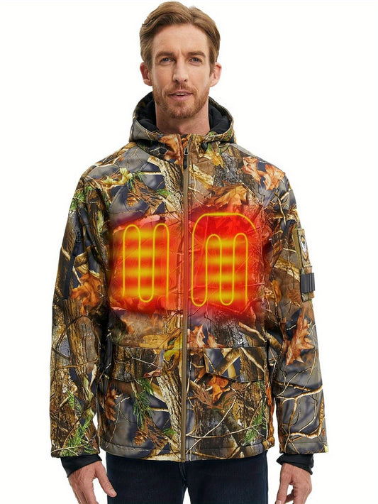 Heated Camouflage Hooded Jacket With Battery Pack Unisex